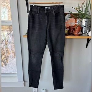 Old Navy Dark Gray Rockstar High Rise Super Skinny Built In Warm Jeans Sz 6